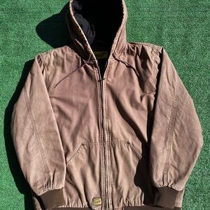 Brazos Work Force Quilted Lined Chore Distressed Full Zip Jacket Brown Men’s XL